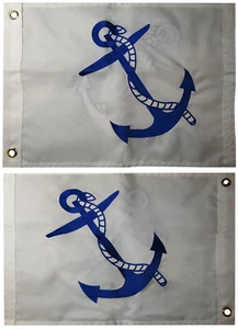 12x18 Fleet Captain White 12"x18" Double Sided Nylon Embroidered Flag Grommets - Picture 1 of 10