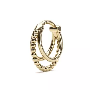 14K Gelbgold gestapeltes Granulat 16g Septumring, dreifach geschichteter Clickerreifen - Bild 1 von 8