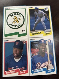 1990  Fleer Uncut Box Bottom Ken Griffey Jr., Kirby Puckett, Ruben Sierra & A’s - Picture 1 of 2