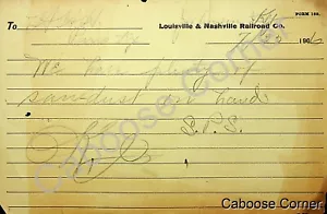 L&N Louisville & Nashville Railroad Formular 183 Memo über Sägemaub Juli 1906 - Bild 1 von 1