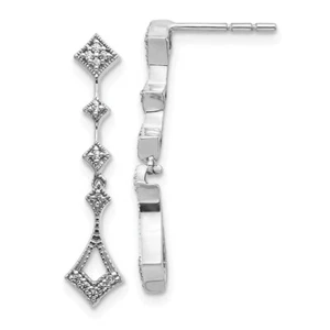 Pendientes colgantes y colgantes vintage de diamantes de oro blanco de 10k para mujer de 2 g - Imagen 1 de 4