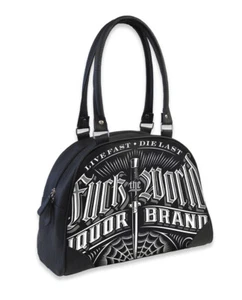 Liquor Brand FTW F**K The World Dagger Spider Web Bowler Bag Purse LB-BOW-00013 - Picture 1 of 3
