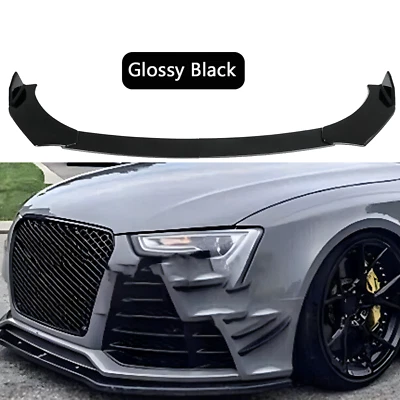 For AUDI Universal Glossy Black Front Bumper Lip Splitter Spoiler Body Kit Foto 1 de 4