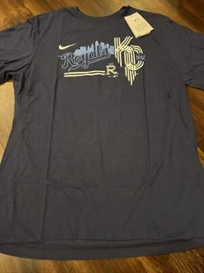 Camicia uomo Nike Kansas City Royals manica corta taglia XL blu nuova - Foto 1 di 4