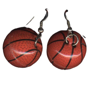 ENORMES PENDIENTES DE BALONCESTO Funky Animación Equipo Deportivo Juego Fan Novedad Disfraz Joyería Foto 1 de 2