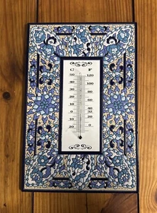 CEARCO CERAMIC HAND PAINTED FLORAL INDOOR ROOM THERMOMETER SPAIN - Picture 1 of 4