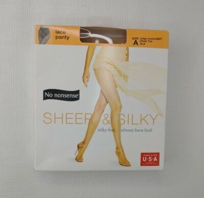 Pantimedias de encaje transparente y sedoso No Nonsense talla A beige niebla puntera transparente clara Foto 1 de 4