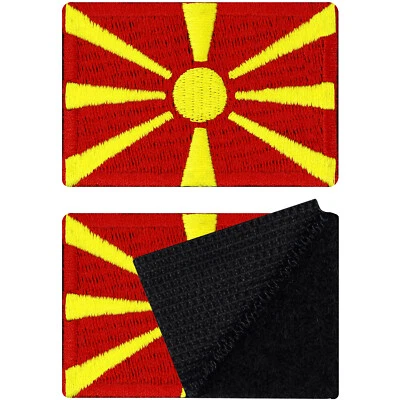 EXPRESS-STICKEREI GMBH Mazedonien Flagge Patches Klett 2er Set Militär Klettverschluss | 40x60mm