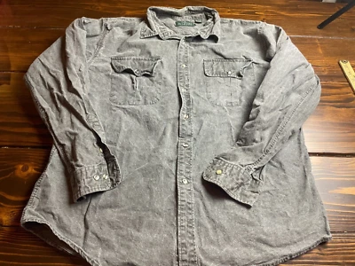 Camisa Bass Pro Shops Cambray Para Hombre Talla XL Gris Manga Larga Bolsillos Abotonados Foto 1 de 4