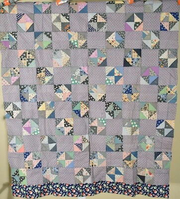 Vintage 30's Hourglass Antique Quilt Top ~Beautiful Vintage Fabrics! - Image 1 of 4
