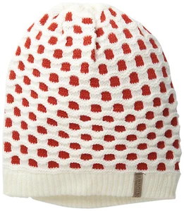 Muk Luks Mujer Recubrimiento de Caramelo Puntos Rojos Crochet Sofía Tejido Gorro Blanco Sombrero de Invierno - Imagen 1 de 1