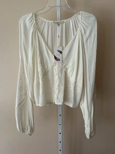 Anthropologie Chelsea & Violet Cream Lace Cotton Blouse Boho Festival Top XXL - Picture 1 of 12