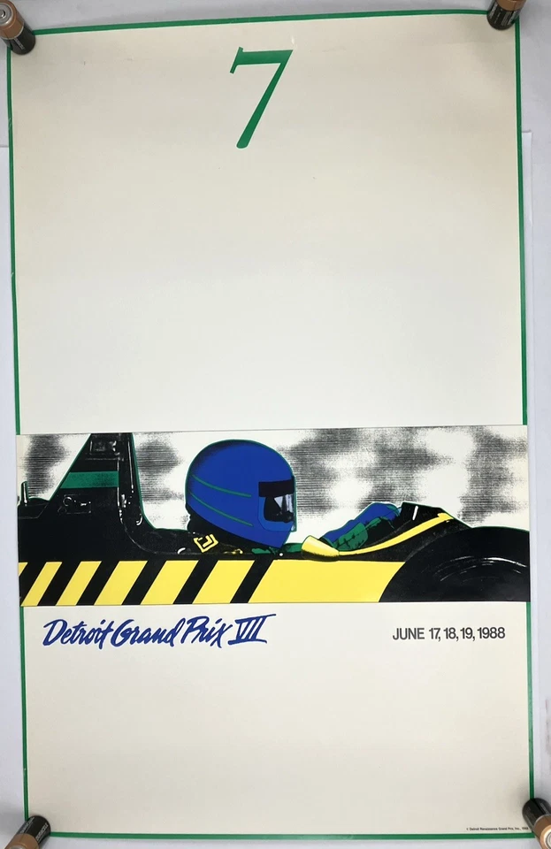 1988 Detroit Grand Prix VII Poster 22.5x36 CART IndyCar Vintage Racing Art - Image 1 of 4