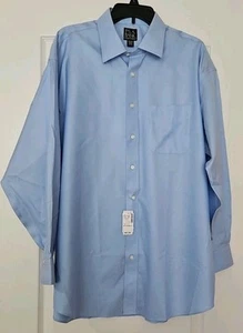 Jos A Bank Herren Traveler Langarm Hemd mit Knopfleiste Blau 17,5 34 Neu mit Etikett 890 - Bild 1 von 8