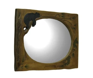 Zeckos Lazy Bear Hand Crafted Wood Framed Wall Mirror - Picture 1 of 3