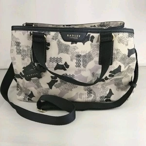Radley Data Dog Multiway Handbag Shoulder Bag Purse Navy White Scottie w/ Charm - Picture 1 of 19