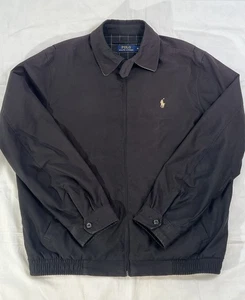 Vintage Polo Ralph Lauren Jacke Herren Medium schwarz Harrington durchgehender Reißverschluss Mantel - Bild 1 von 5