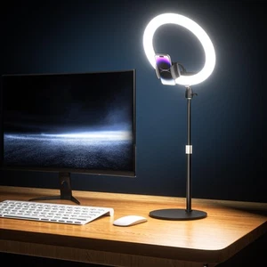 12" Desk Ring Light with Stand & Phone Holder - Adjustable Studio Light for P... - Picture 1 of 6