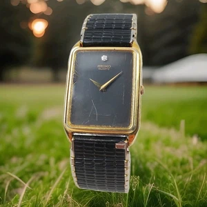 SELTENE VINTAGE SEIKO TANK QUARTZ 7430-5739 SCHWARZTON HERREN UHR FÜR TEILE  - Bild 1 von 10