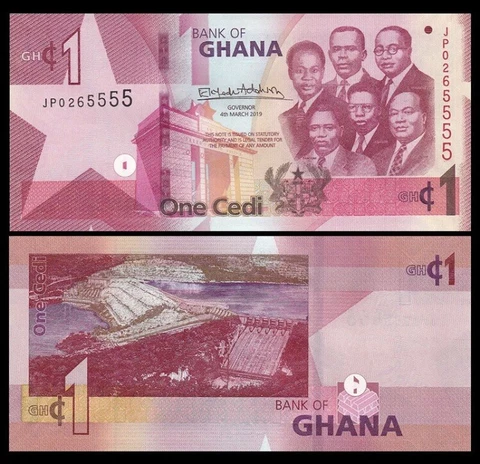 GHANA 1 Cedi, 2019, P-45, UNC World Currency Cover