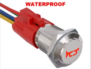 Marine 12V 5A 16mm( 5/8" ) Momentary Speaker Horn Push Button Switch-Red LED - Picture 1 of 6