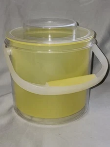 Vintage Yellow and Clear Acrylic Handled 8" Tall Ice Bucket Barware - Picture 1 of 10