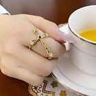 Metal Colourful Cross Ring Large Inlay Diamond Cross Ring Index Finger Ring
