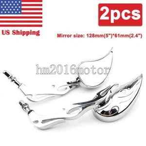 HMmotor Teardrop Side Mirrors Chrome For Harley-Davidson Dyna Low Rider FXDL - Picture 1 of 6