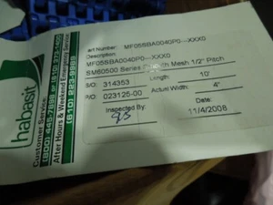 Habasit MF05SBA0040P0-XX0.  SM60500 Series Mesh ½" Pitch Conveyor Belt.  Unused - Picture 1 of 2