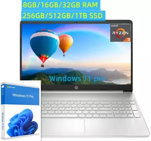 HP Laptop 15.6" Computer HD AMD Ryzen 3 UP TO 32GB RAM 1TB SSD+Win 11 Pro - Picture 1 of 10