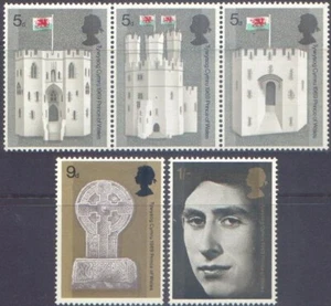 Great Britain 1969 INAUGURATION PRINCE OF WALES (5) (5d se-tenant) MNH SG 802-6 - Picture 1 of 2