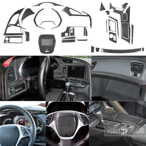 32Pcs Carbon Fiber Interior Full Set Decorative Trim Kit For Corvette C7 2014-19 - Foto 1 di 11