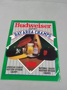 Orig 1989 Budweiser Salutes Bay Area Champions Poster San Fran Giants Oakland As - Picture 1 of 7