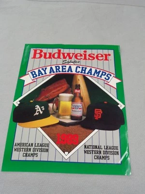 Orig 1989 Budweiser Salutes Bay Area Champions Poster San Fran Giants Oakland As - Image 1 of 4