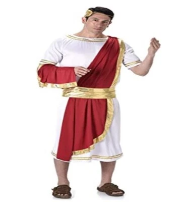Roman/Greek Emperor Toga - White/Burgundy - Costume - Men - 3 Sizes - Image 1 of 2