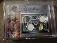 RICKEY HENDERSON 2021 TOPPS STERLING Quad PATCH AUTO Red # 4/5 1980 Oakland A’s