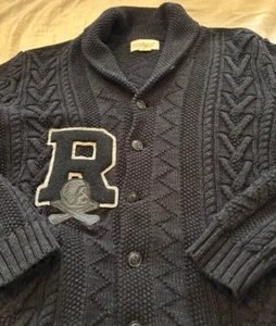 Polo Ralph Lauren Denim Supply Calavera Cuero Retazos Azteca Cárdigan Suéter XL - Imagen 1 de 16