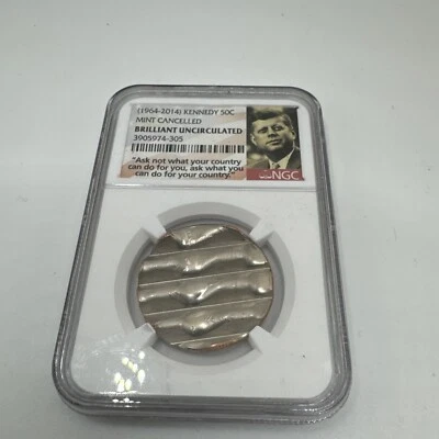 💯1964-2014 Kennedy 50 Mint Cancelled NGC Certified Brilliant BUKennedy Label💯 - Image 1 of 2
