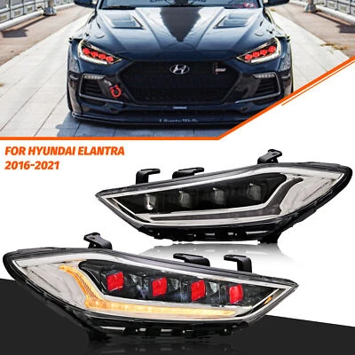 Faros LED secuenciales para Hyundai Elantra 2017-2018 ojos rojos luces delanteras  Foto 1 de 4