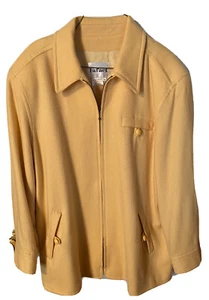 Vintage Rafael Wool Suit Coat Zip Front Yellow Jacket Size 14. WB12 - Picture 1 of 4