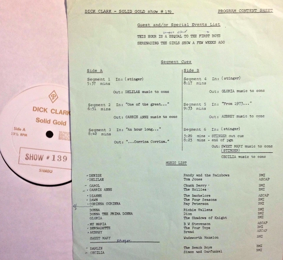 Radio Show: DICK CLARK GOLD #139 BOYS/GIRLS! CHUCK BERRY, 4 SEASONS, DION, BREAD Foto 1 de 1