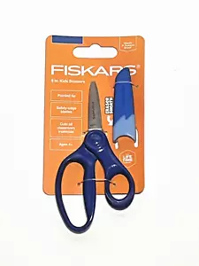 Fiskars Softgrip 5" Big Kids Scissors Blue New School Supplies Pointed Tip - Picture 1 of 2