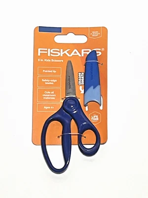 Fiskars Softgrip 5" Big Kids Scissors Blue New School Supplies Pointed Tip - Image 1 of 2