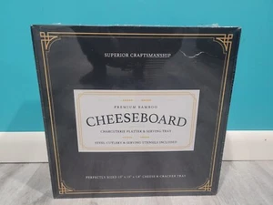 SMIRLY Bamboo Cheese Board and Knife Set: Large Charcuterie Board Set - Picture 1 of 3