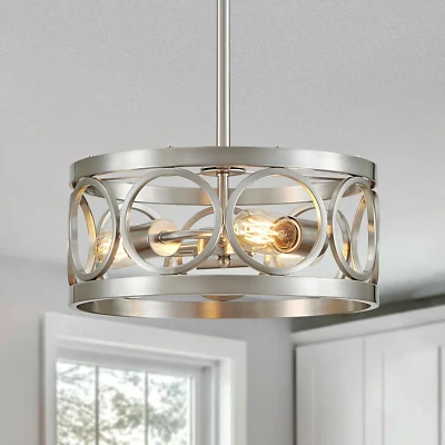 Lámpara de techo de níquel altura ajustable colgante accesorio de iluminación 3 luces metal La Foto 1 de 4