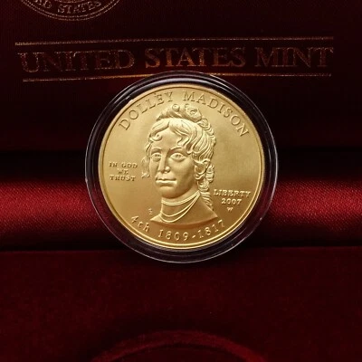 2007 W First Spouse Dolley Madison Uncirculated $10 Gold Coin COA Box - Image 1 of 4