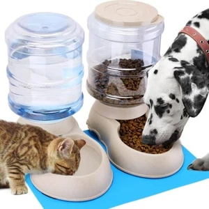 Large Pet Waterer Feeder Bundle Food Water Automatic Dispenser Set for Cats Dogs - Picture 1 of 6