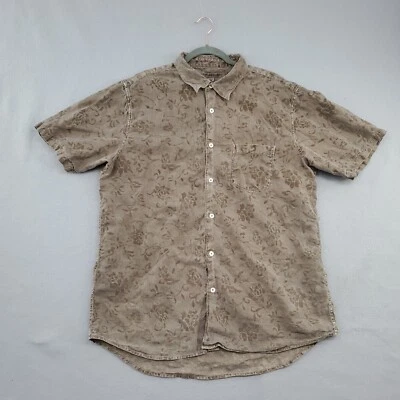 Martin Gordon Shirt Mens XL 100% Linen Button Up Pocket Floral Brown Boho - Image 1 of 4