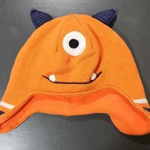 Hanna Andersson Kids Orange Ear Flap One-eyed Monster Double layer hat size M - Picture 1 of 3