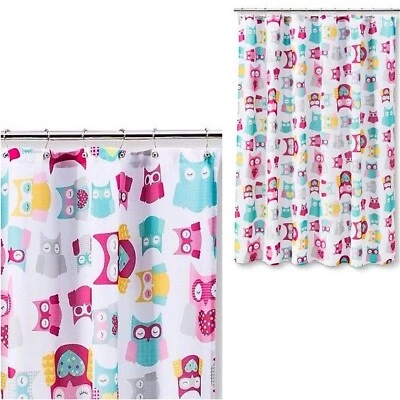 Circo Floral Búho Niños Cortina de Ducha Poliéster Pato Rosa Amarillo Azul Corazones Foto 1 de 3